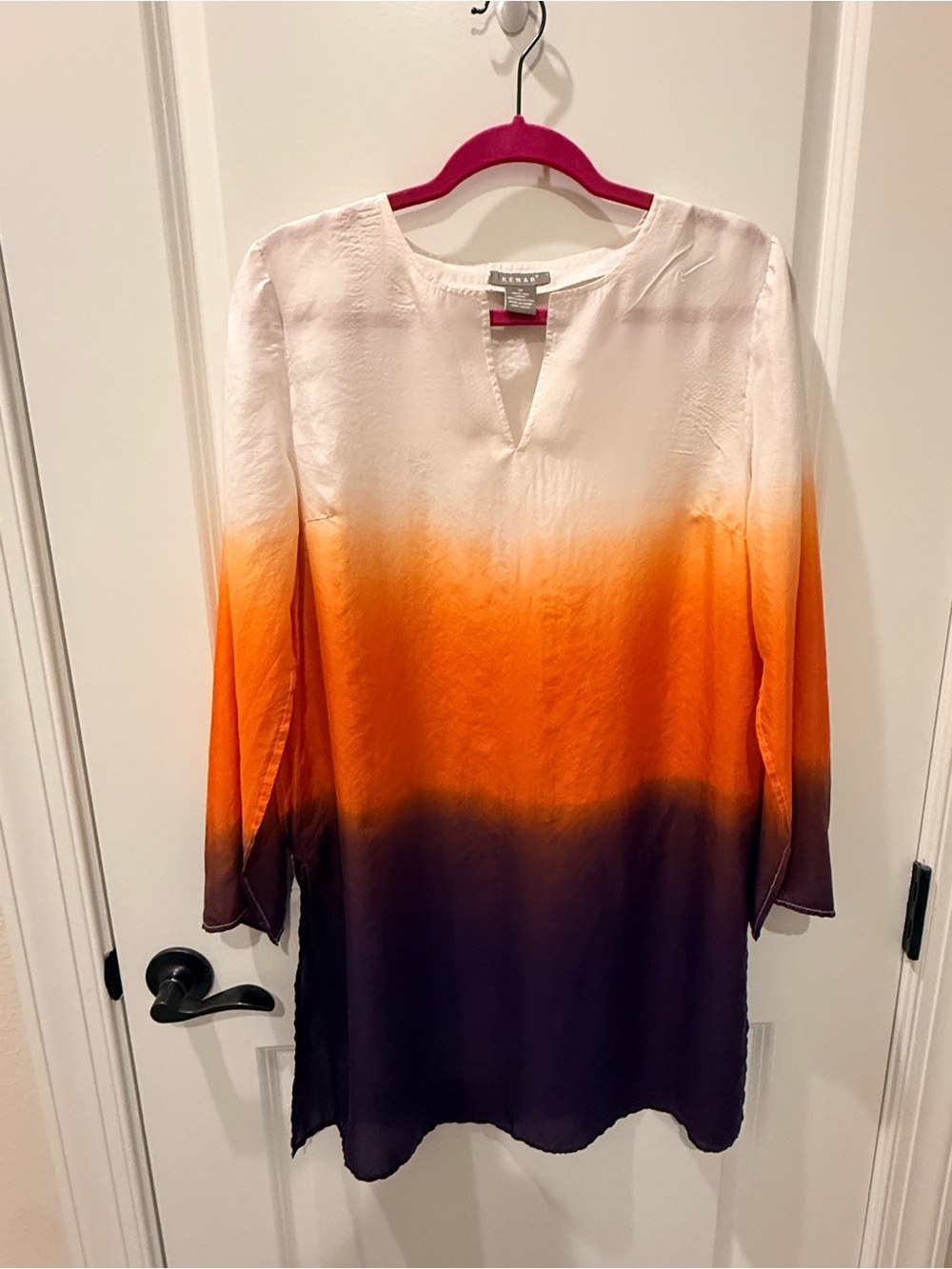 Kenar White Silk Tunic Top